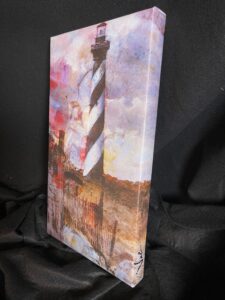 11.5 x 20 Gallery Wrapped Exhibition Canvas titled Abstract Cape Hatteras Lighthouse by artist Michael John Valentine of Huntersville North Carolina