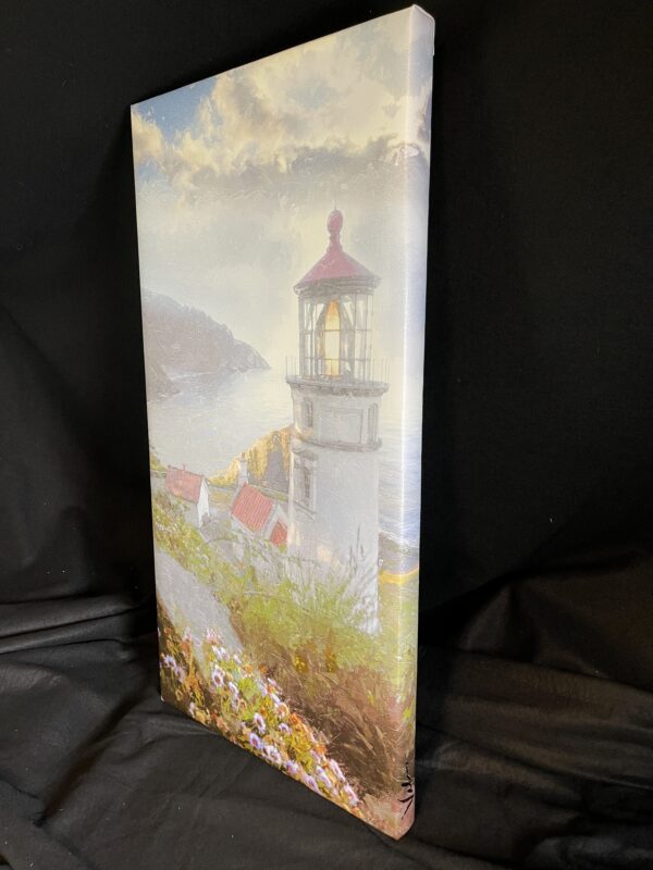21 x 36 Haceta Head Lighthouse Painting Gallery Wrapped Canvas by artist Michael John Valentine of Lake Norman