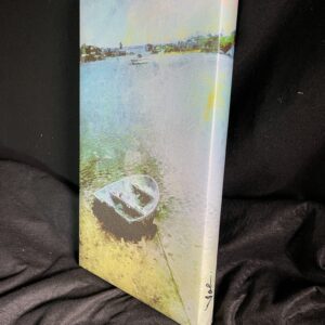 Bermuda Boat Abstract Wall Art Painting on Exhibition Canvas by artist Michael John Valentine of Lake Norman
