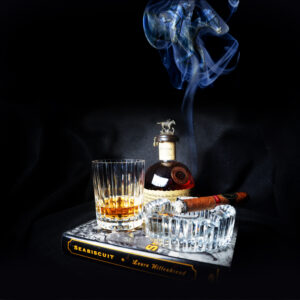 Blanton's Bourbon Davidoff Cigar with Horse in The Cigar Smoke Painting on Canvas by artist Michael John Valentine of Lake Norman