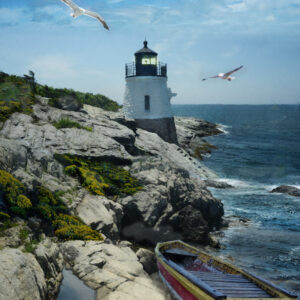 Castel Hill Lighthouse Newport Rhode Island Wall Art Painting on Canvas by artist Michael John Valentine of Lake Norman North Carolina