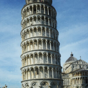 The Leaning Tower of Pisa Italy Wall Art on Exhibition Canvas by artist Michael John Valentine of Huntersville North Carolina USA