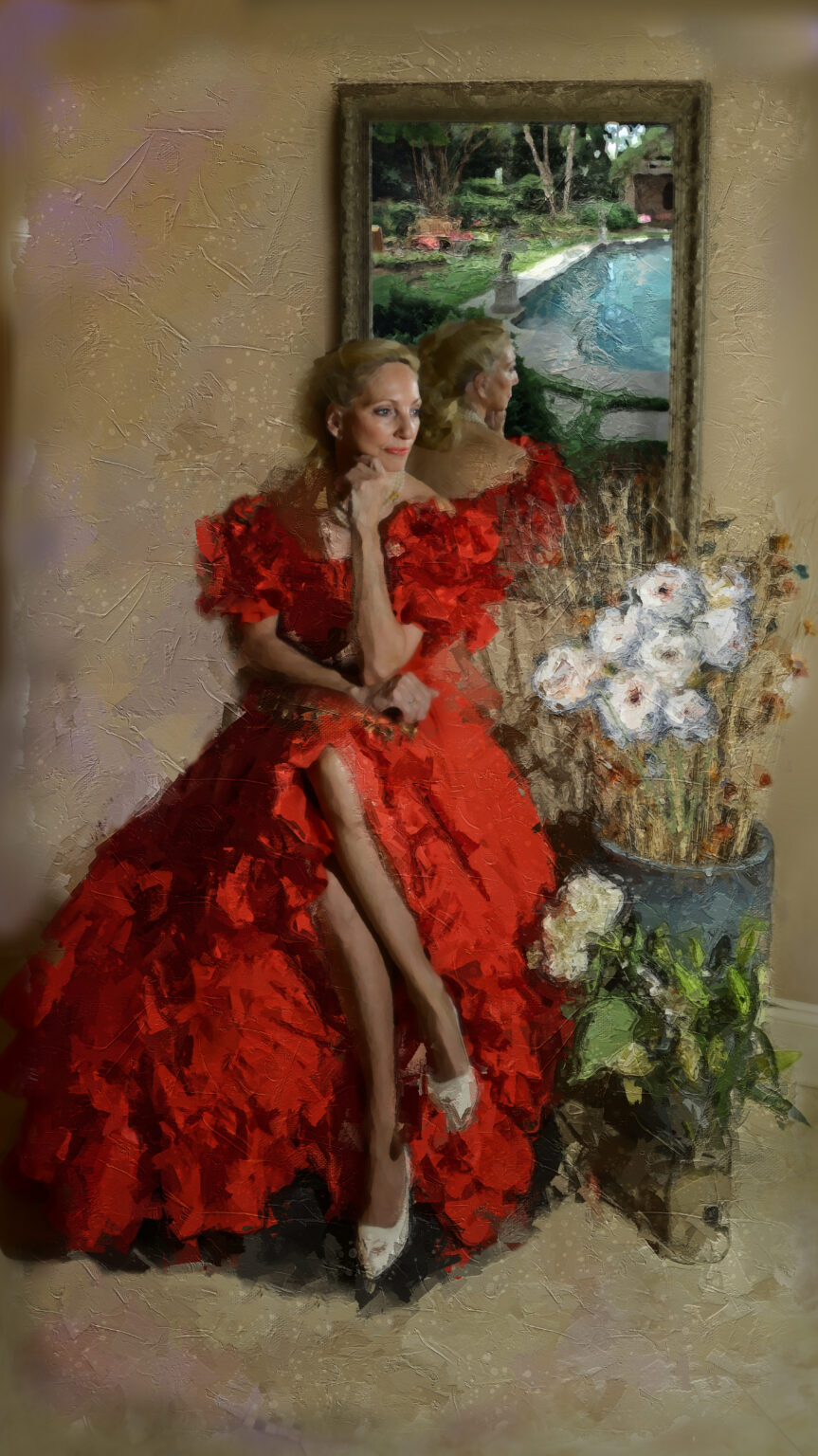 Lady In The Red Dress Wall Art Figure Painting on Canvas - Fine Art