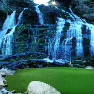 waterfall virtual reality golf hole art