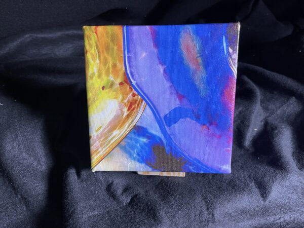 6 x 6 Gallery Wrapped Modern Art Painting on canvas with mini easel by artist Michael John Valentine of Lake Norman
