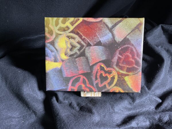 8 x 10.5 Pasta LuvsU Gallery wrapped Canvas with Mini Easel by artist Michael John Valentine of Cornelius
