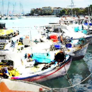 Corfu Greece Abstract Boat Wall Art by artist Michael John Valentine of Lake Norman
