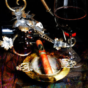 Wine and Davidoff Cigar Wall Art by artist Michael John Valentine of Charlotte North Carolina