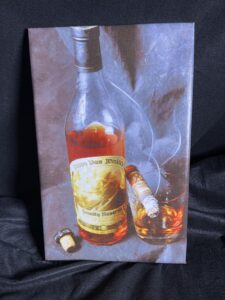 14 x 22.5 Gallery Wrapped Opus X and Pappy Van Winkle's signed overpainted canvas by artist Michael John Valentine of Lake Norman