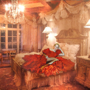 Lady in A Red Dress Lifestyle Painting on Canvas by artist Michael John Valentine of Charlotte North Carolina