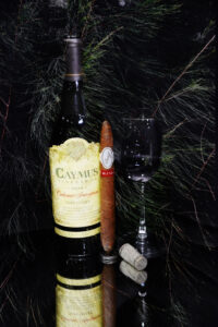Caymus Cabernet Wine with Davidoff Blend Cigar Fine Art Painting on Canvas by Artist Michael John Valentine of Charlotte