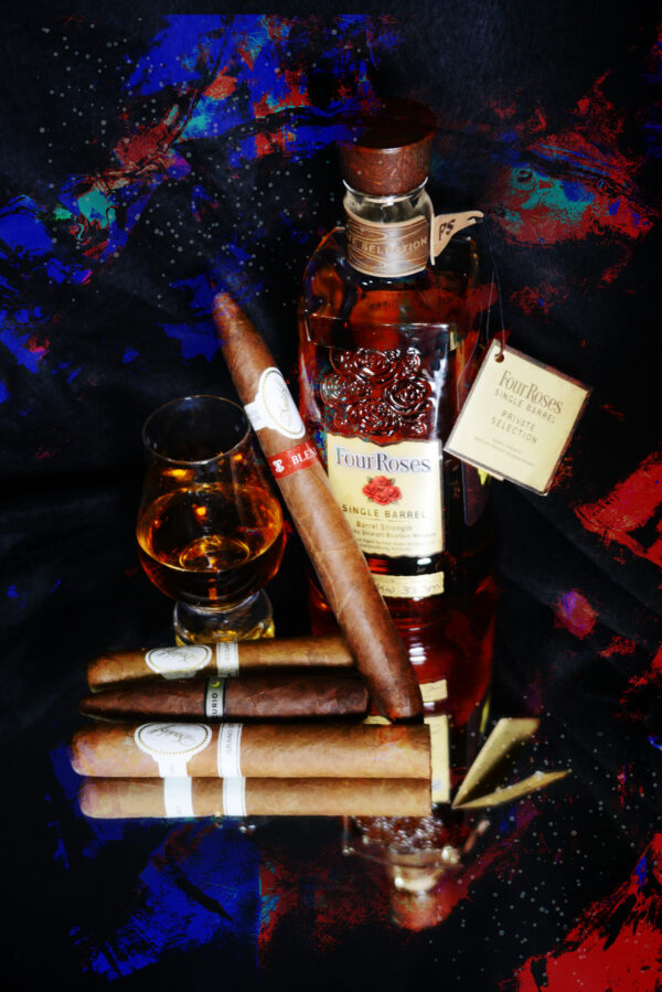 Four Roses and Davidoff Blend Cigar Abstract Art
