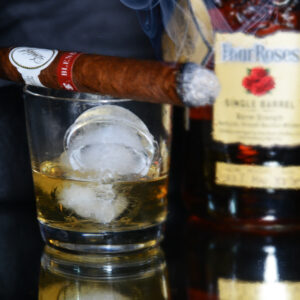 Four Roses Single Barrel Bourbon and Davidoff Blend Cigar by Artist Michael John Valentine of Davidson North Carolina