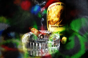 Pappy Van Winkle's 15 years old and Fuente Opus X Cigar by artist Michael John Valentine of Lake Norman North Carolina