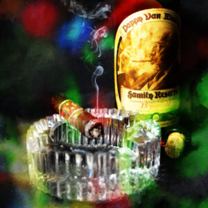 Pappy Van Winkle's 15 years old and Fuente Opus X Cigar by artist Michael John Valentine of Lake Norman North Carolina