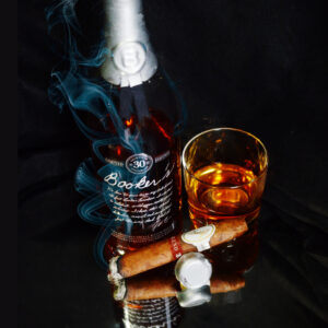 Booker's Bourbon Whiskey with Davidoff Blend Cigar Fine Art Painting on Canvas by Artist Michael John Valentine of Charlotte