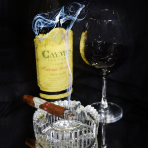 Caymus Wine with Davidoff Blend Cigar Fine Art on Canvas by Artist Michael John Valentine of Lake Norman