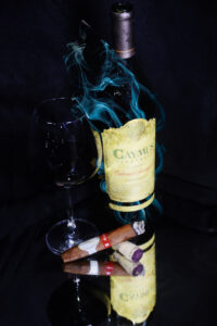 Davidoff Blend and Caymus Cabernet Fine Art Painting on Canvas by Artist Michael John Valentine of Charlotte