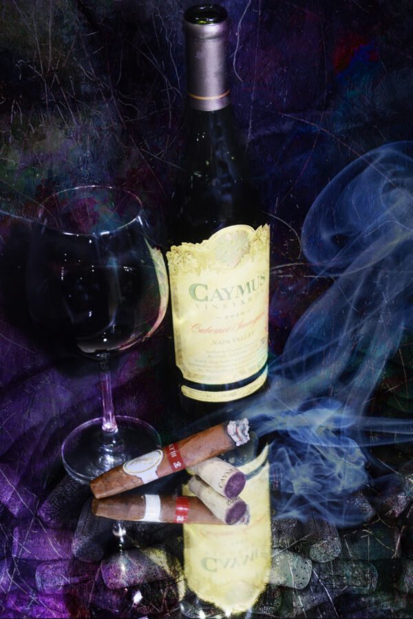 Caymus and Davidoff Blend Cigar Fine Art Painting on Canvas by Artist Michael John Valentine of Charlotte