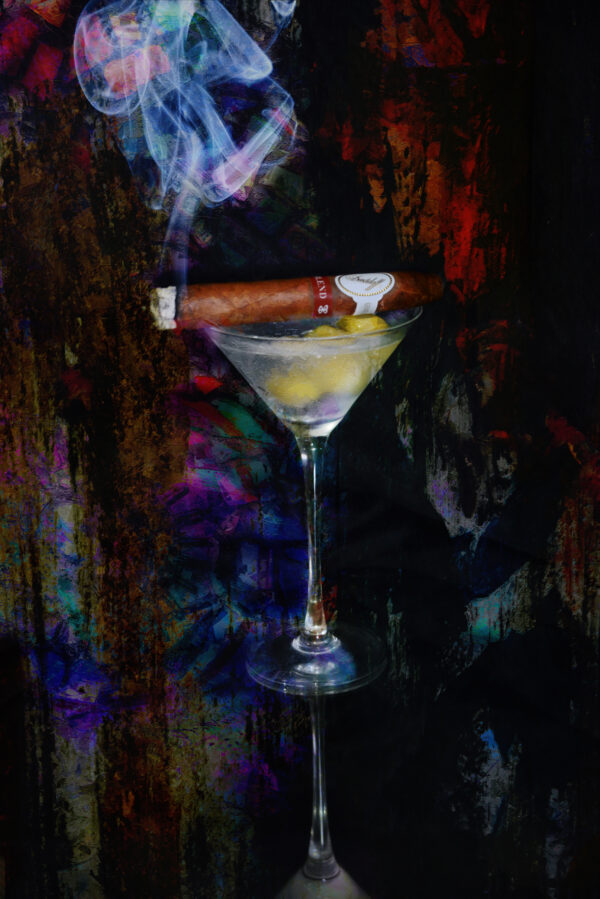 Martini with Davidoff Blend Cigar Fine Art on Canvas by Artist Michael John Valentine of Davidson North Carolina
