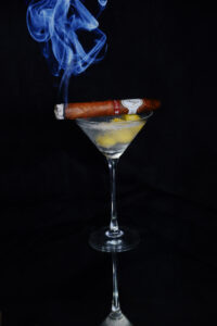 Martini and Davidoff Blend Cigar Fine Art Painting on Canvas by Artist Michael John Valentine of Cornelius North Carolina