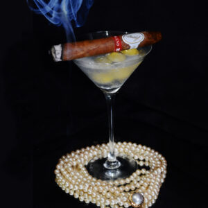 Martini Pearls and Davidoff Blend Cigar Fine Art by Artist Michael John Valentine of Huntersville North Carolina