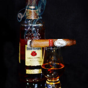 Davidoff Blend Cigar with Four Roses Bourbon Fine Art on Canvas by Artist Michael John Valentine of Lake Norman