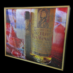 Signed Pappy Van Winkle's Bourbon and Drew Estates Cigar 8 x 10 Framed Wall Art Painting on Canvas