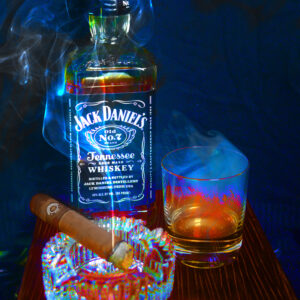 Jack Daniel's Bourbon and Montecristo Cigar Wall Art by Artist Michael John Valentine of Davidson North Carolina