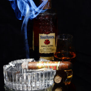 Four Roses Single Barrel Bourbon and Fuente Opus X Cigar Painting on Canvas by Artist Michael John Valentine of Charlotte