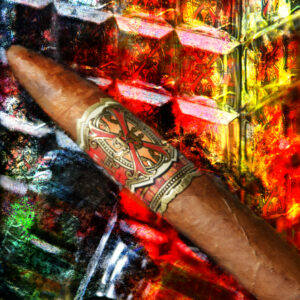 Opus X Cigar and Crystal Decanter Abstract Fine Art Painting on Canvas by Artist Michael John Valentine of Davidson North Carolina