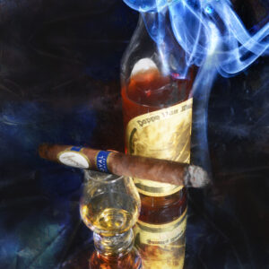 Davidoff Royal Cigar with Pappy Van Winkle's Bourbon String of Pearls Fine Art Painting on Canvas by Artist Michael John Valentine of Charlotte