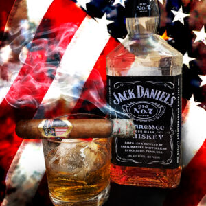 The American Toro Cigar and Jack Daniel's Bourbon Whiskey by Artist Michael John Valentine of Huntersville North Carolina