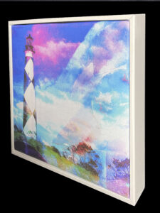 Cape Lookout Lighthouse 9 x 9 framed wall art by artist Michael John Valentine of Huntersville North Carolina