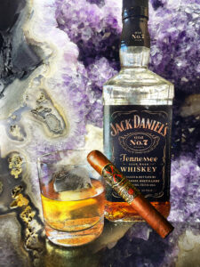 Jack Daniel's Bourbon with Fuente Opus X Cigar wall art by Artist Michael John Valentine of Charlotte