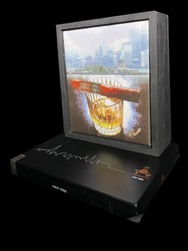 New York Montecristo Cigar Floating Frame with Cigar Box by artist Michael John Valentine of Charlotte