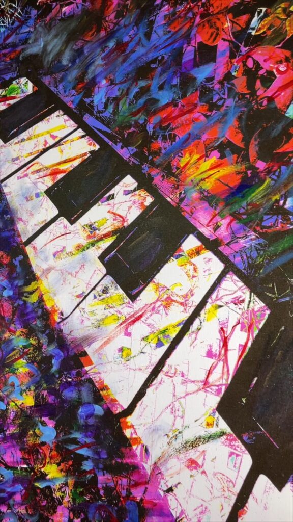 Piano Key Abstract Painting stretched canvas 27.5 x 42 by artist Michael John Valentine of Charlotte
