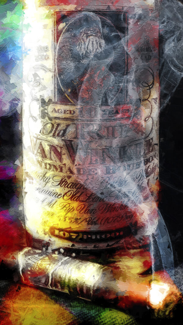 10 Year Pappy Van Winkle and Fuente Opus X Abstract Cigar Wall Art On Canvas by Michael John Valentine