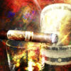 Pappy Van Winkle's Bourbon With Drew Estates Abstract Modern Wall Art Canvas Painting by Michael John Valentine