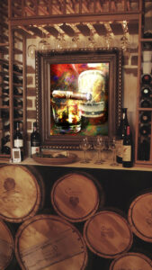 Pappy Van Winkle's Bourbon With Drew Estates Abstract Modern Wall Art Canvas Painting by Michael John Valentine