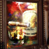 Pappy Van Winkle's Bourbon With Drew Estates Abstract Modern Wall Art Canvas Painting by Michael John Valentine