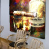 Pappy Van Winkle's Bourbon With Drew Estates Abstract Modern Wall Art Canvas Painting by Michael John Valentine