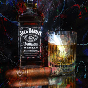 Abstract Modern Wall Art Jack Daniels Bourbon and Montecristo Cigar