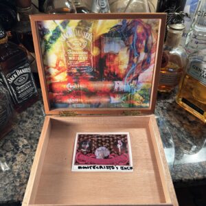 Montecristo Espada Cigar 9 x 7.25 Box and Jack Daniel's Bourbon with Lid Art on Canvas