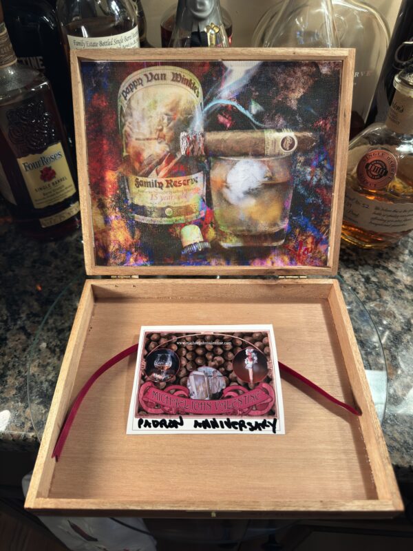Padron Anniversary Cigar Box and Pappy Van Winkle's Bourbon Bourbon with Lid Art on Canvas