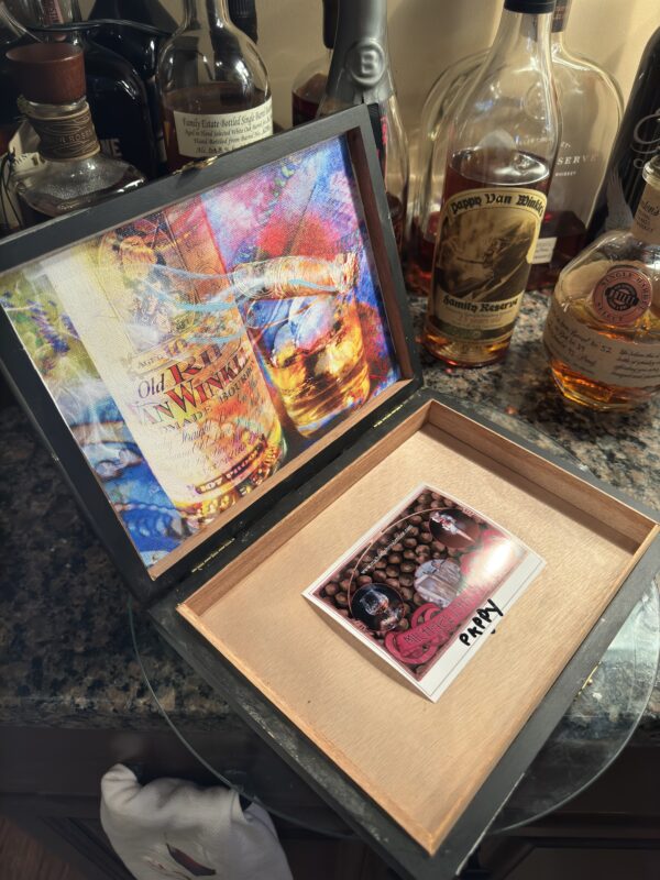 Pappy Van Winkle Cigar 8.75 x 6.5 Box and Pappy Van Winkle's Bourbon with Lid Art on Canvas