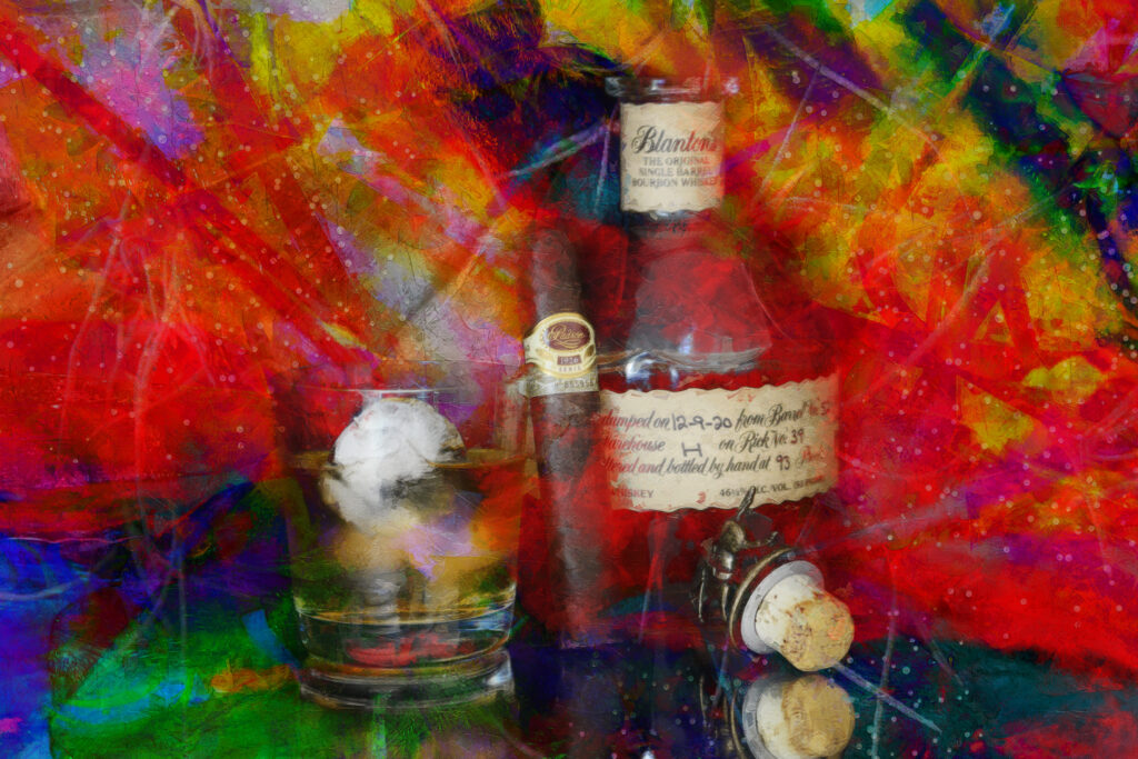 Padron 1926 Cigar and Blanton's Bourbon Abstract on Canvas