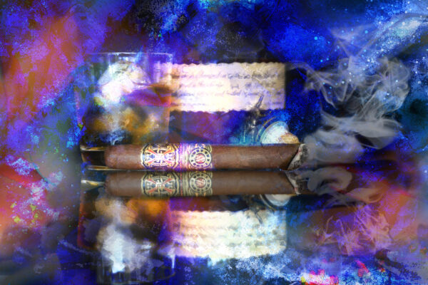 Abstract Blanton's Bourbon with Fuente Opus X Cigar Painting