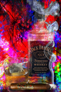 Abstract modern wall art Jack Daniel's and Fuente Opus X painting on canvas