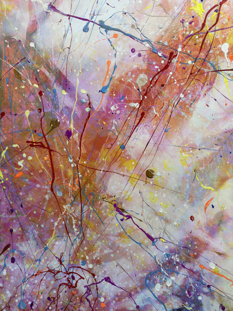 Abstract Modern Wall Art Titled Life Line with Painted Suspended Frame